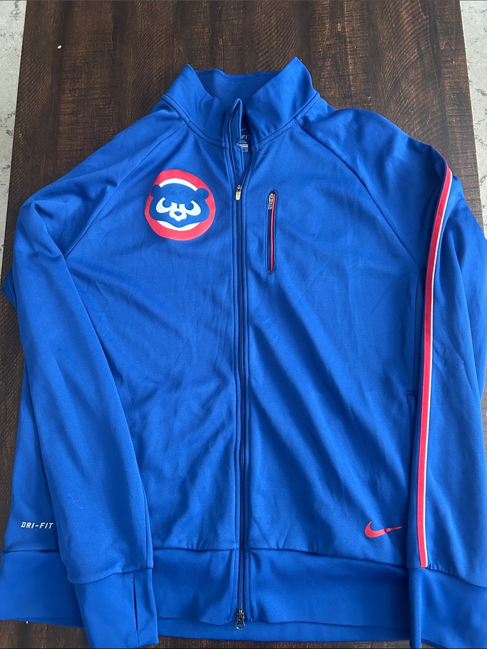 Nike Blue Chicago Cubs Dri-FIT Track Jacket with Red & White Accents